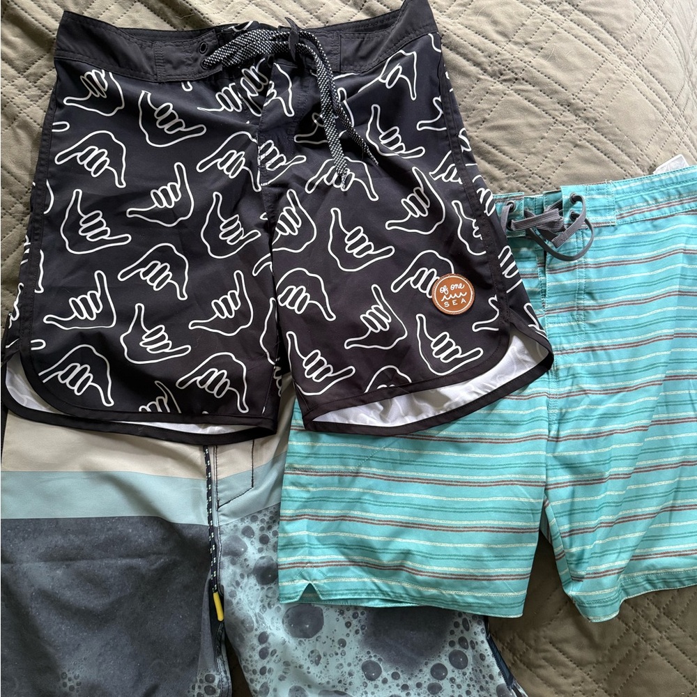 Prana Teal and Gray Swim Shorts
